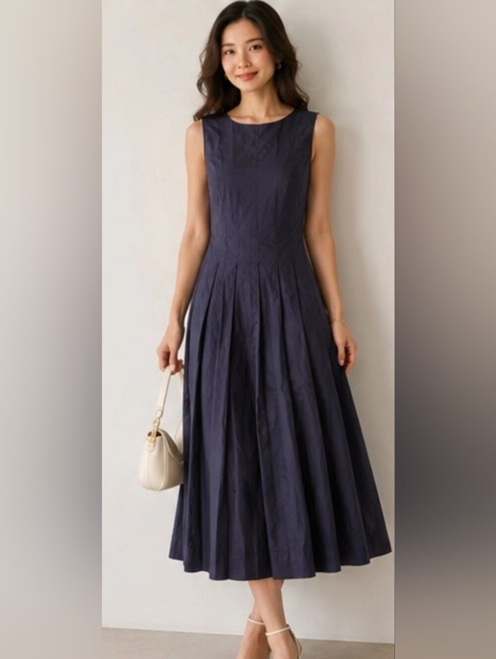 Halogen Sleeveless Fit And Flare Midi Dress NWT Size XL In Blue Stone/Navy